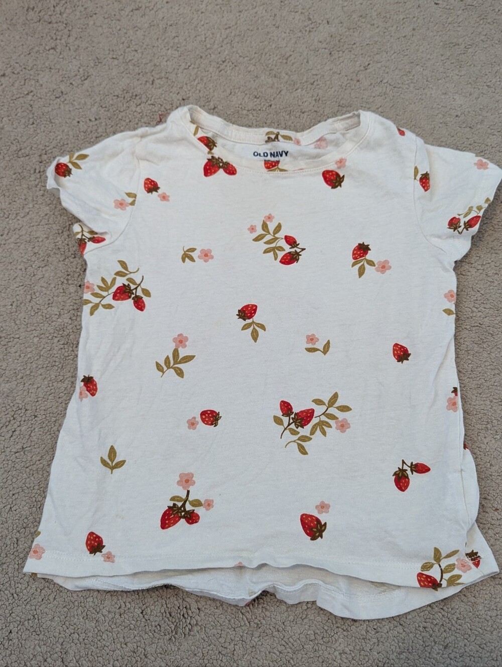 Old Navy White Tee with Red Strawberry Print